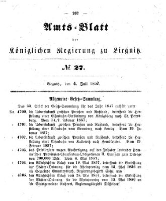 Amts-Blatt der Preußischen Regierung zu Liegnitz Samstag 4. Juli 1857