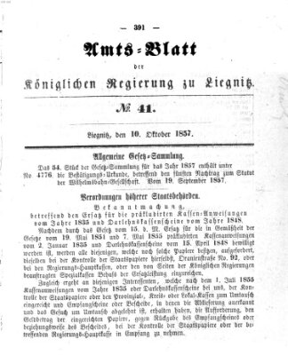 Amts-Blatt der Preußischen Regierung zu Liegnitz Samstag 10. Oktober 1857