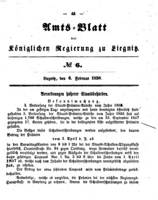 Amts-Blatt der Preußischen Regierung zu Liegnitz Samstag 6. Februar 1858