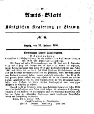 Amts-Blatt der Preußischen Regierung zu Liegnitz Samstag 20. Februar 1858