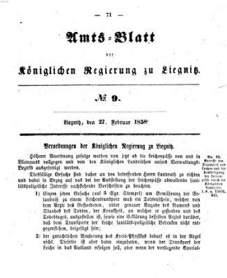 Amts-Blatt der Preußischen Regierung zu Liegnitz Samstag 27. Februar 1858