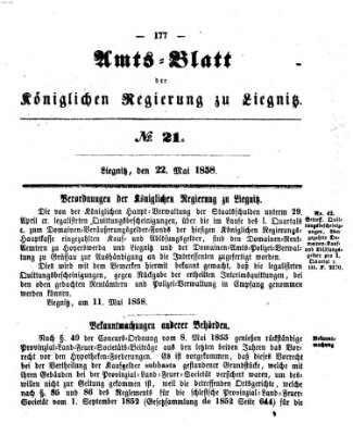 Amts-Blatt der Preußischen Regierung zu Liegnitz Samstag 22. Mai 1858