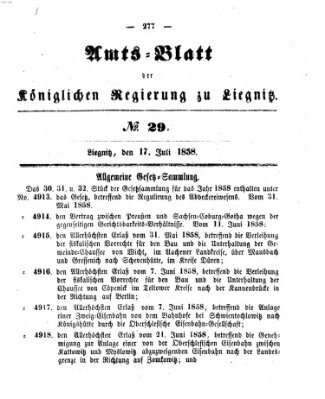 Amts-Blatt der Preußischen Regierung zu Liegnitz Samstag 17. Juli 1858