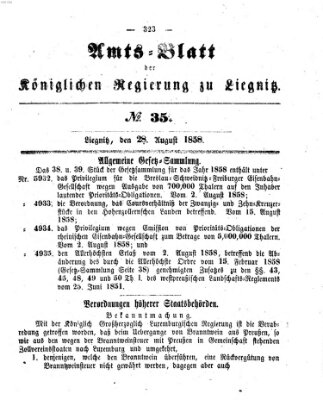 Amts-Blatt der Preußischen Regierung zu Liegnitz Samstag 28. August 1858