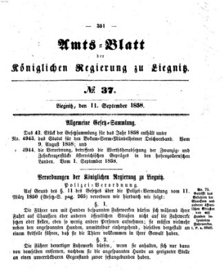 Amts-Blatt der Preußischen Regierung zu Liegnitz Samstag 11. September 1858