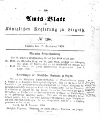 Amts-Blatt der Preußischen Regierung zu Liegnitz Samstag 18. September 1858