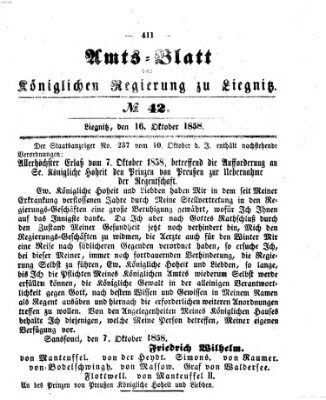 Amts-Blatt der Preußischen Regierung zu Liegnitz Samstag 16. Oktober 1858