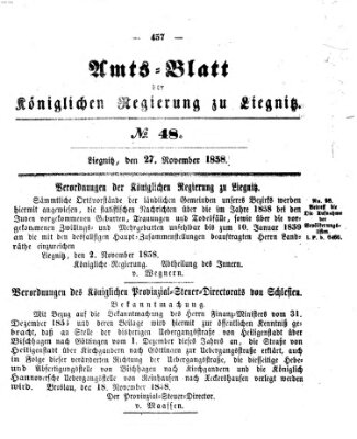 Amts-Blatt der Preußischen Regierung zu Liegnitz Samstag 27. November 1858