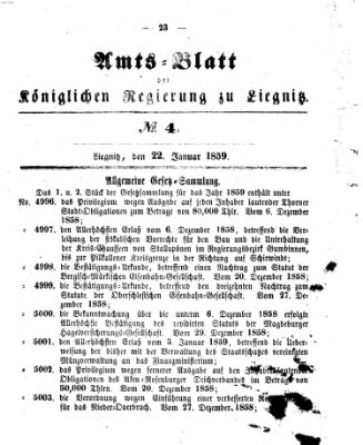 Amts-Blatt der Preußischen Regierung zu Liegnitz Samstag 22. Januar 1859