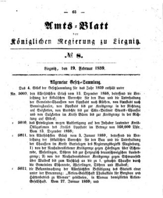 Amts-Blatt der Preußischen Regierung zu Liegnitz Samstag 19. Februar 1859