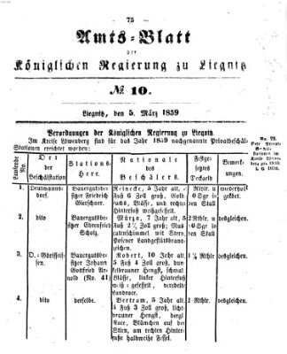 Amts-Blatt der Preußischen Regierung zu Liegnitz Samstag 5. März 1859