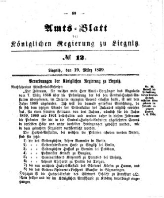 Amts-Blatt der Preußischen Regierung zu Liegnitz Samstag 19. März 1859