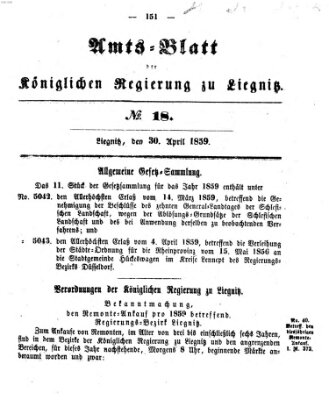 Amts-Blatt der Preußischen Regierung zu Liegnitz Samstag 30. April 1859