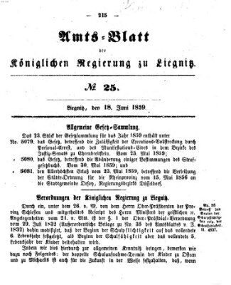 Amts-Blatt der Preußischen Regierung zu Liegnitz Samstag 18. Juni 1859