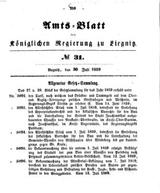 Amts-Blatt der Preußischen Regierung zu Liegnitz Samstag 30. Juli 1859