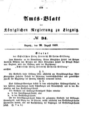 Amts-Blatt der Preußischen Regierung zu Liegnitz Samstag 20. August 1859