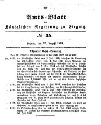 Amts-Blatt der Preußischen Regierung zu Liegnitz Samstag 27. August 1859