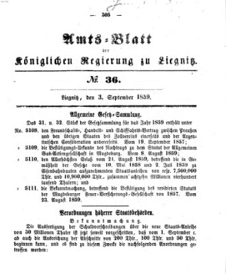 Amts-Blatt der Preußischen Regierung zu Liegnitz Samstag 3. September 1859