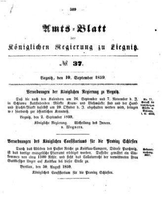 Amts-Blatt der Preußischen Regierung zu Liegnitz Samstag 10. September 1859