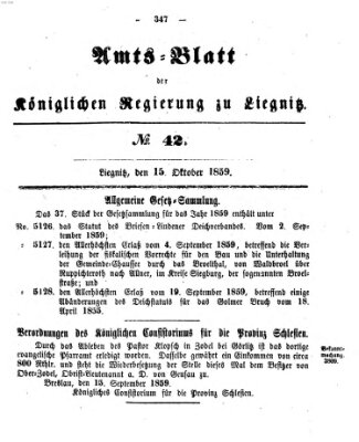 Amts-Blatt der Preußischen Regierung zu Liegnitz Samstag 15. Oktober 1859