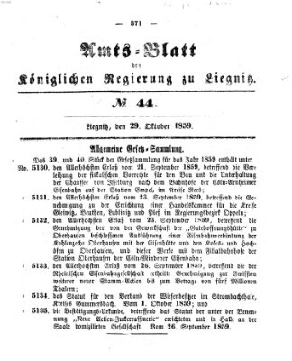 Amts-Blatt der Preußischen Regierung zu Liegnitz Samstag 29. Oktober 1859