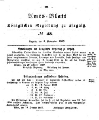 Amts-Blatt der Preußischen Regierung zu Liegnitz Samstag 5. November 1859