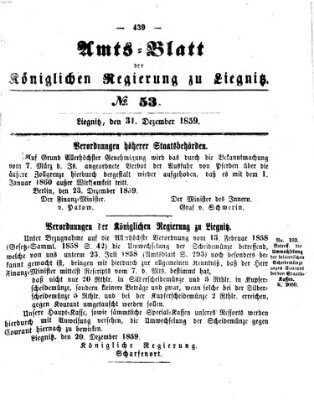 Amts-Blatt der Preußischen Regierung zu Liegnitz Samstag 31. Dezember 1859