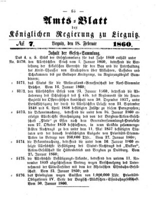 Amts-Blatt der Preußischen Regierung zu Liegnitz Samstag 18. Februar 1860