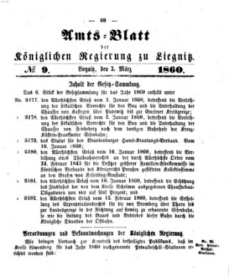 Amts-Blatt der Preußischen Regierung zu Liegnitz Samstag 3. März 1860