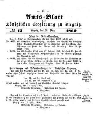 Amts-Blatt der Preußischen Regierung zu Liegnitz Samstag 24. März 1860