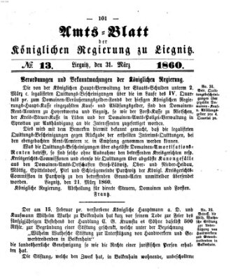 Amts-Blatt der Preußischen Regierung zu Liegnitz Samstag 31. März 1860