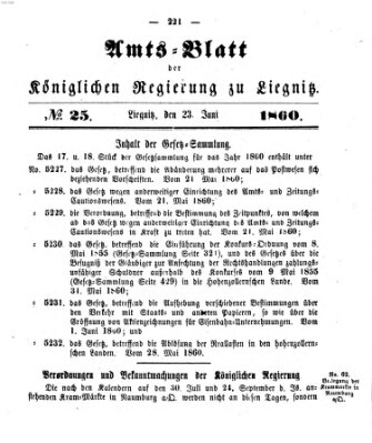 Amts-Blatt der Preußischen Regierung zu Liegnitz Samstag 23. Juni 1860