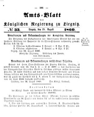 Amts-Blatt der Preußischen Regierung zu Liegnitz Samstag 18. August 1860