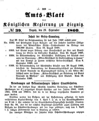 Amts-Blatt der Preußischen Regierung zu Liegnitz Samstag 29. September 1860