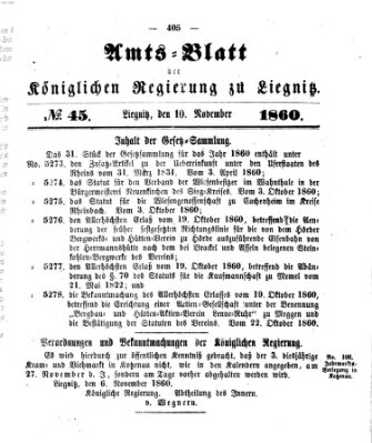 Amts-Blatt der Preußischen Regierung zu Liegnitz Samstag 10. November 1860