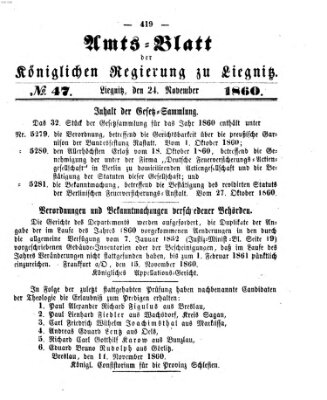 Amts-Blatt der Preußischen Regierung zu Liegnitz Samstag 24. November 1860