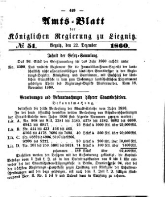 Amts-Blatt der Preußischen Regierung zu Liegnitz Samstag 22. Dezember 1860