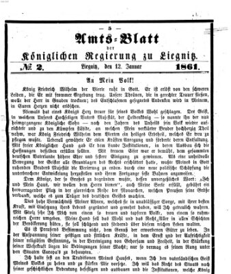 Amts-Blatt der Preußischen Regierung zu Liegnitz Samstag 12. Januar 1861