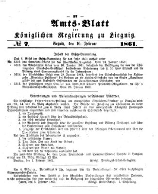 Amts-Blatt der Preußischen Regierung zu Liegnitz Samstag 16. Februar 1861