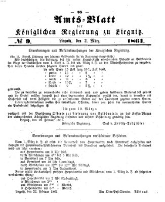 Amts-Blatt der Preußischen Regierung zu Liegnitz Samstag 2. März 1861