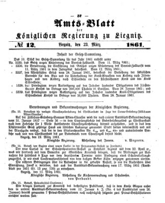 Amts-Blatt der Preußischen Regierung zu Liegnitz Samstag 23. März 1861