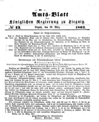 Amts-Blatt der Preußischen Regierung zu Liegnitz Samstag 30. März 1861