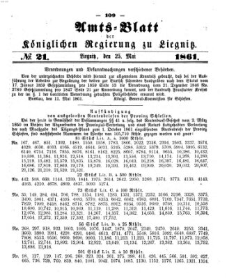 Amts-Blatt der Preußischen Regierung zu Liegnitz Samstag 25. Mai 1861