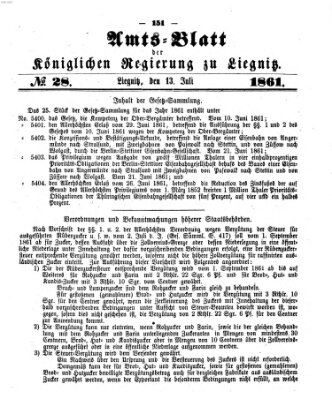 Amts-Blatt der Preußischen Regierung zu Liegnitz Samstag 13. Juli 1861