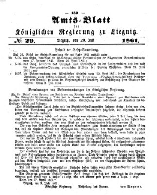 Amts-Blatt der Preußischen Regierung zu Liegnitz Samstag 20. Juli 1861