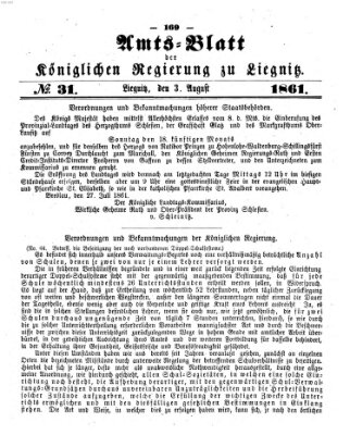 Amts-Blatt der Preußischen Regierung zu Liegnitz Samstag 3. August 1861