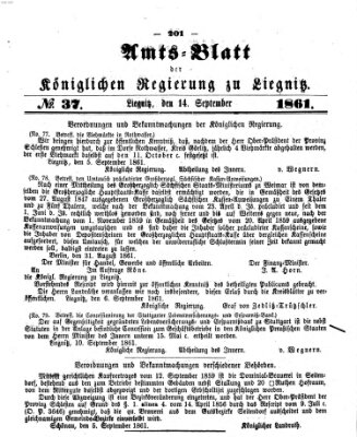 Amts-Blatt der Preußischen Regierung zu Liegnitz Samstag 14. September 1861