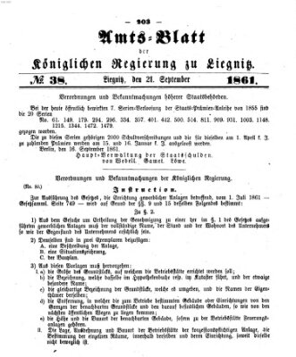 Amts-Blatt der Preußischen Regierung zu Liegnitz Samstag 21. September 1861