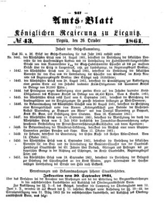 Amts-Blatt der Preußischen Regierung zu Liegnitz Samstag 26. Oktober 1861