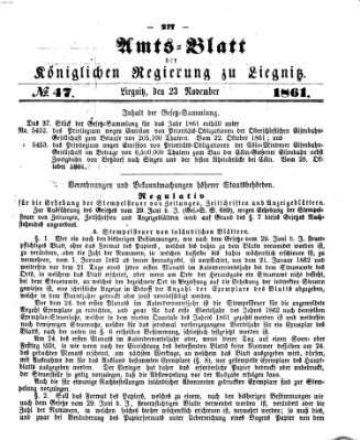 Amts-Blatt der Preußischen Regierung zu Liegnitz Samstag 23. November 1861